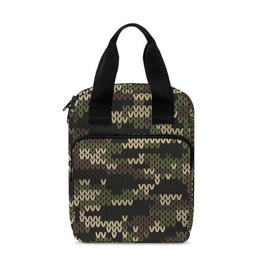 Army Camouflage Knitted Pattern Print Bible Tote Bag