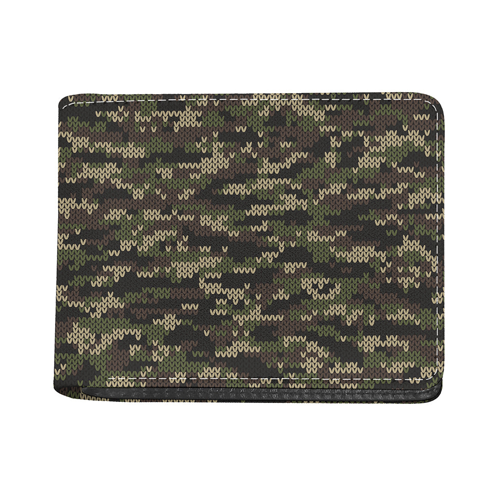 Army Camouflage Knitted Pattern Print Bifold Wallet