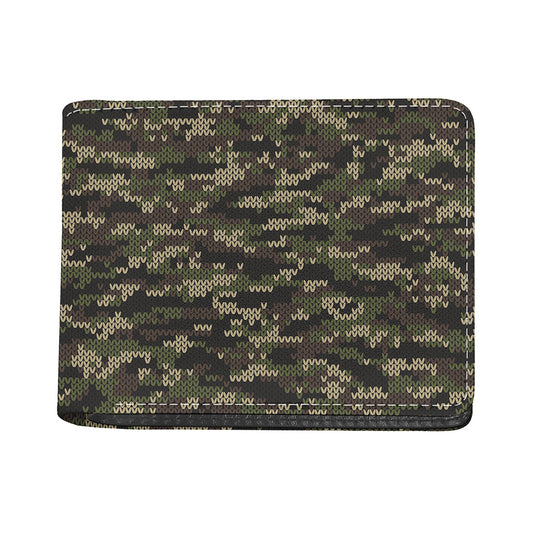 Army Camouflage Knitted Pattern Print Bifold Wallet