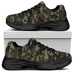 Army Camouflage Knitted Pattern Print Black Chunky Shoes