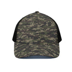 Army Camouflage Knitted Pattern Print Black Mesh Trucker Cap