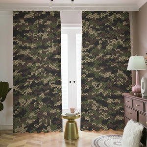 Army Camouflage Knitted Pattern Print Blackout Pencil Pleat Curtains