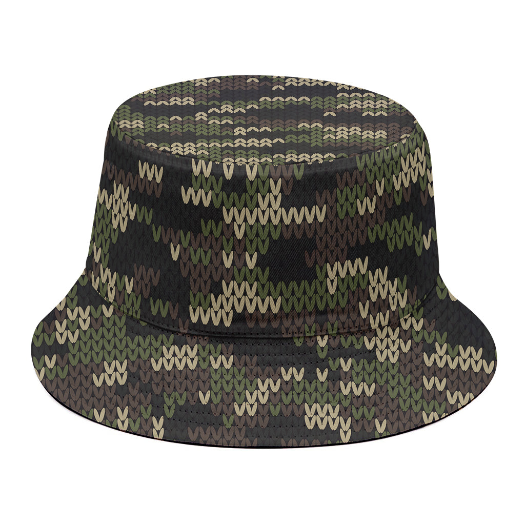 Army Camouflage Knitted Pattern Print Bucket Hat
