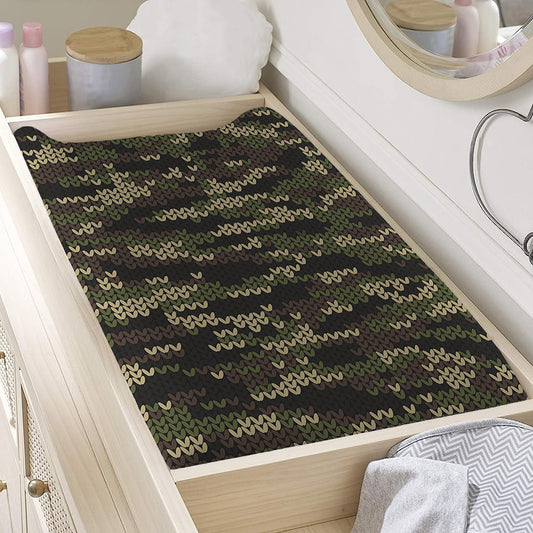 Army Camouflage Knitted Pattern Print Changing Pad Cover