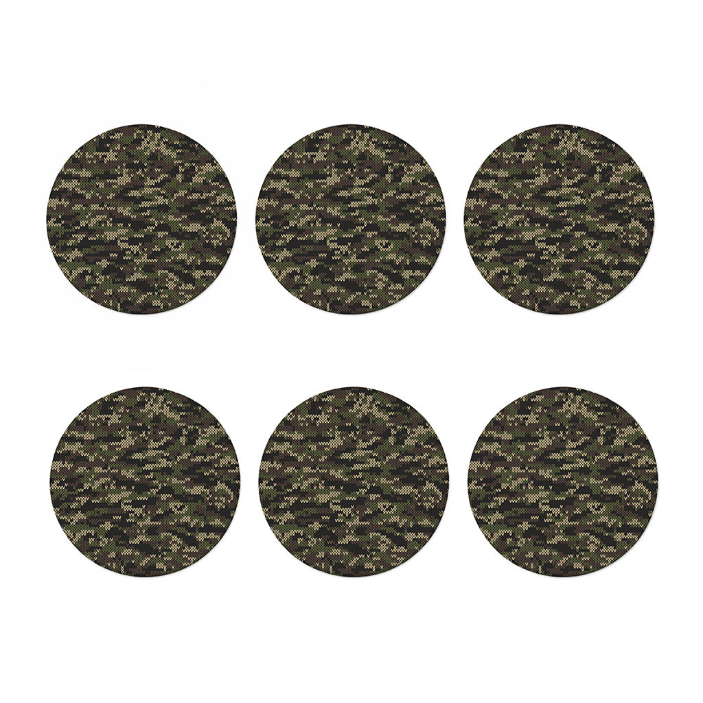 Army Camouflage Knitted Pattern Print Coaster Set
