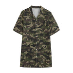 Army Camouflage Knitted Pattern Print Cotton Hawaiian Shirt