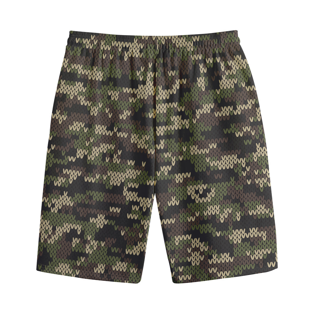 Army Camouflage Knitted Pattern Print Cotton Shorts