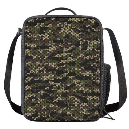 Army Camouflage Knitted Pattern Print Crossbody Lunch Bag