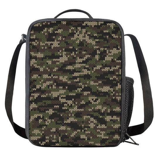 Army Camouflage Knitted Pattern Print Crossbody Lunch Bag