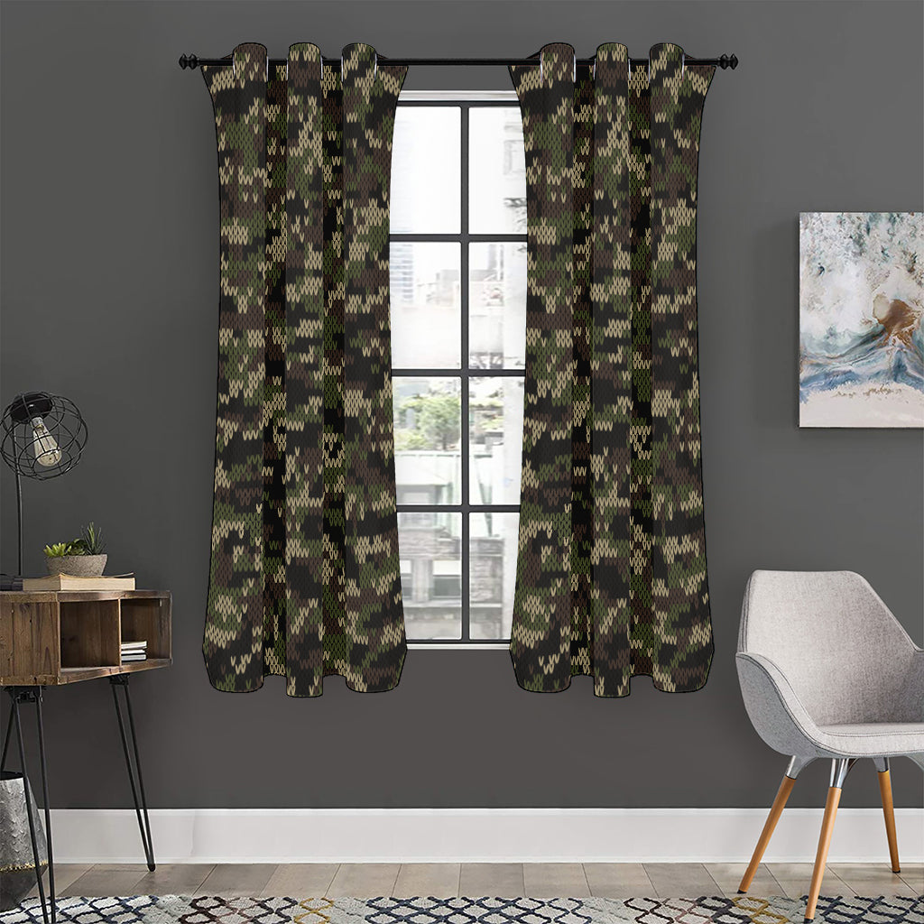 Army Camouflage Knitted Pattern Print Curtain