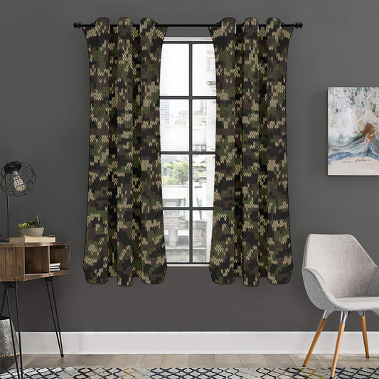 Army Camouflage Knitted Pattern Print Curtain