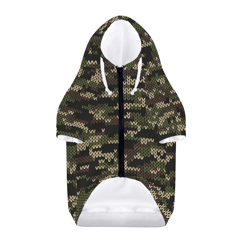 Army Camouflage Knitted Pattern Print Dog Zip Up Hoodie