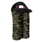 Army Camouflage Knitted Pattern Print Double Neoprene Wine Tote