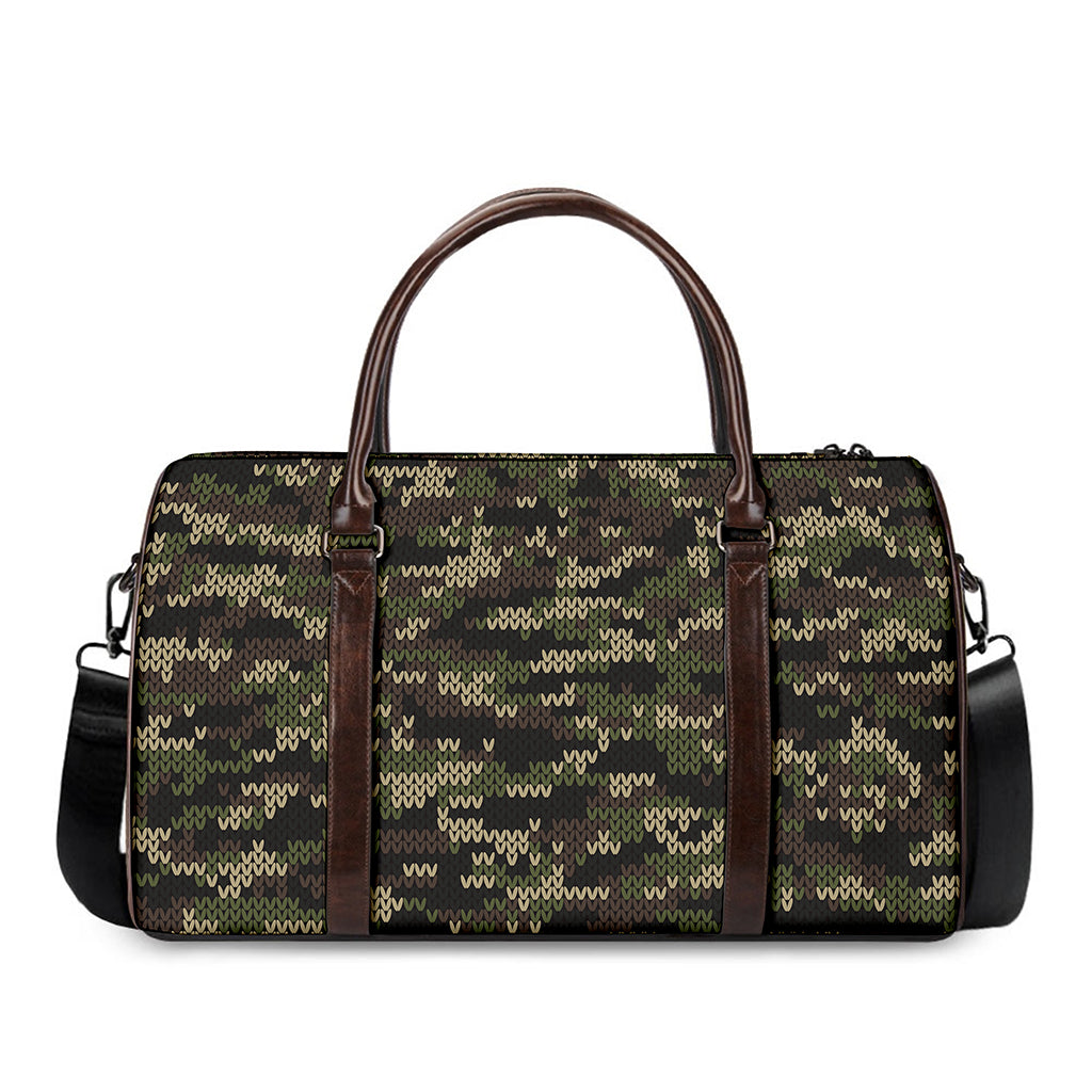 Army Camouflage Knitted Pattern Print Duffle Bag