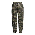Army Camouflage Knitted Pattern Print Fleece Lined Knit Pants