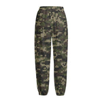 Army Camouflage Knitted Pattern Print Fleece Lined Knit Pants