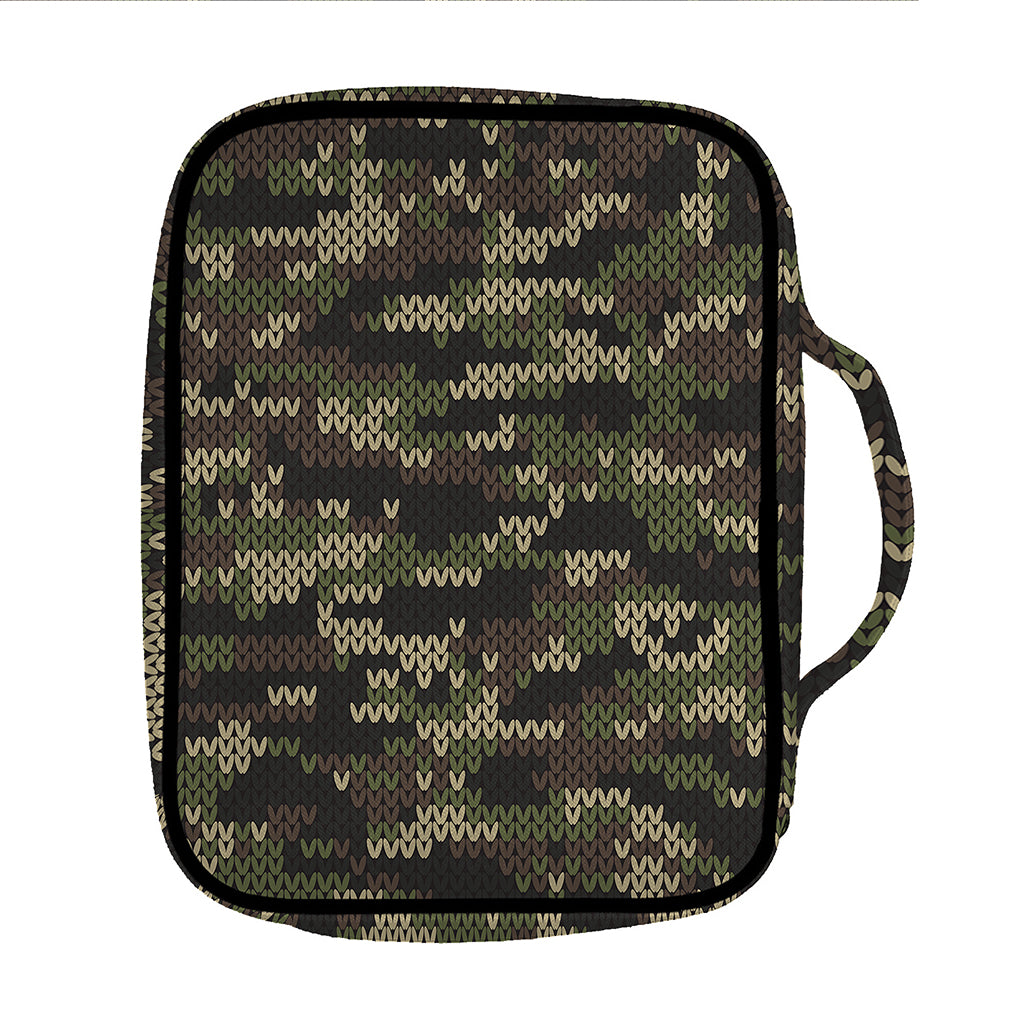 Army Camouflage Knitted Pattern Print Front Pocket Bible Bag