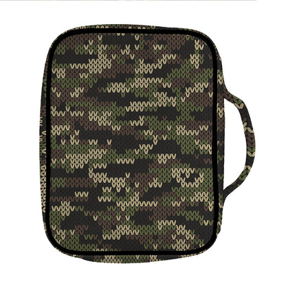 Army Camouflage Knitted Pattern Print Front Pocket Bible Bag