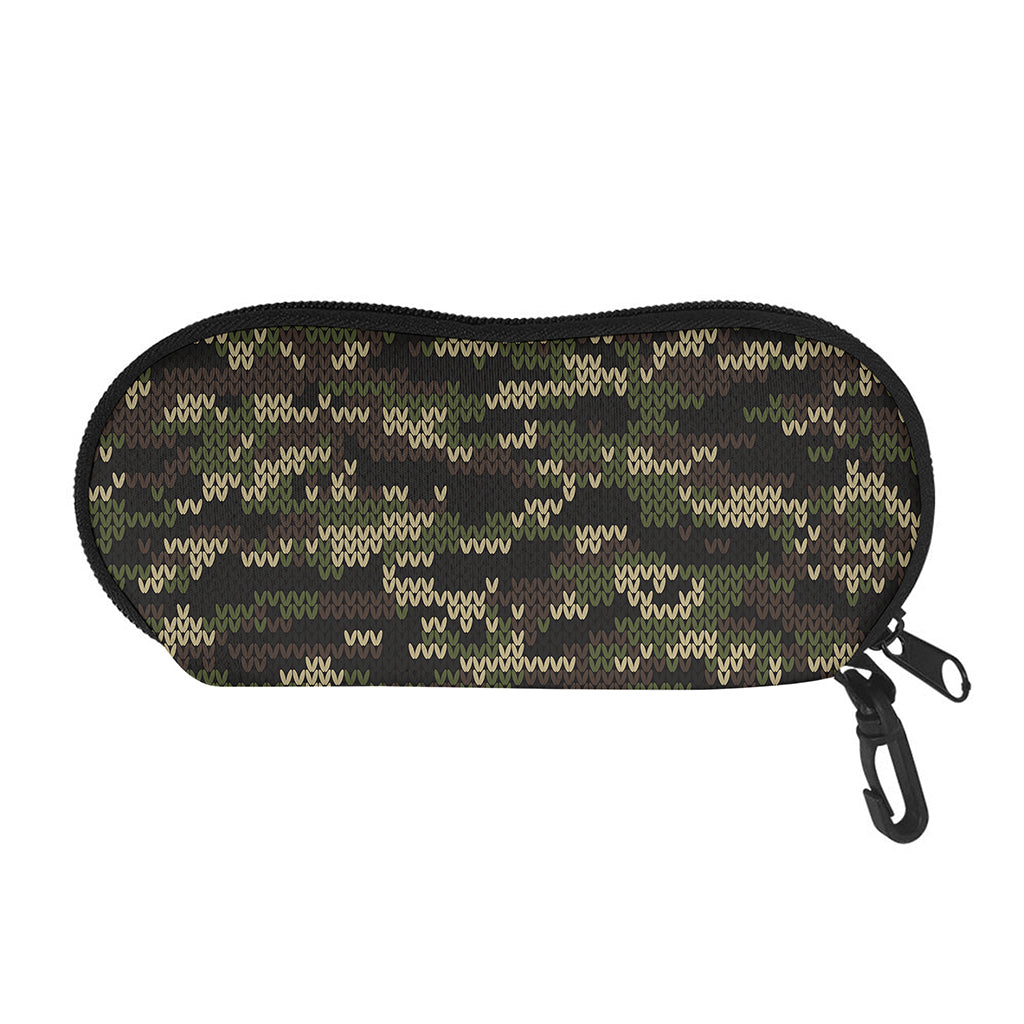 Army Camouflage Knitted Pattern Print Glasses Case