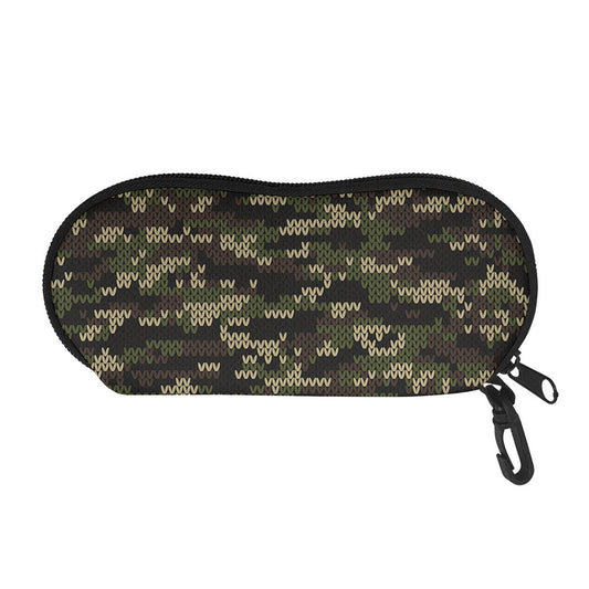 Army Camouflage Knitted Pattern Print Glasses Case
