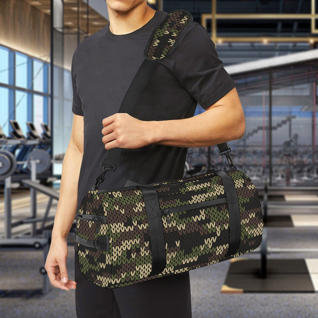 Army Camouflage Knitted Pattern Print Gym Bag