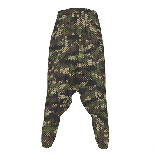 Army Camouflage Knitted Pattern Print Hammer Pants