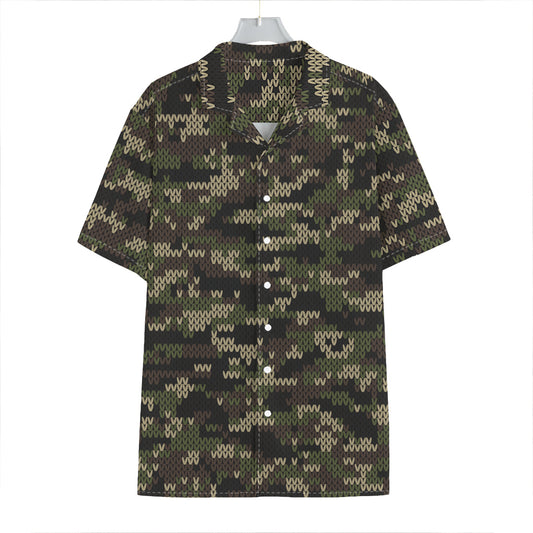 Army Camouflage Knitted Pattern Print Hawaiian Shirt