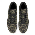 Army Camouflage Knitted Pattern Print High Top Leather Sneakers