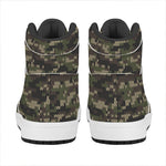 Army Camouflage Knitted Pattern Print High Top Leather Sneakers