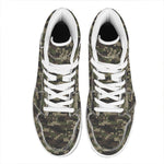 Army Camouflage Knitted Pattern Print High Top Leather Sneakers