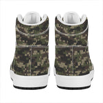 Army Camouflage Knitted Pattern Print High Top Leather Sneakers