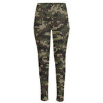 Army Camouflage Knitted Pattern Print High-Waisted Pocket Leggings