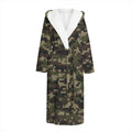 Army Camouflage Knitted Pattern Print Hooded Bathrobe