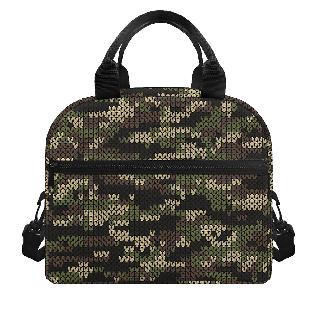 Army Camouflage Knitted Pattern Print Insulated Lunch Bag