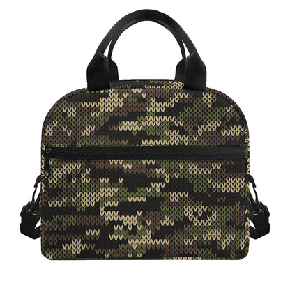 Army Camouflage Knitted Pattern Print Insulated Lunch Bag