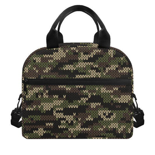 Army Camouflage Knitted Pattern Print Insulated Lunch Bag