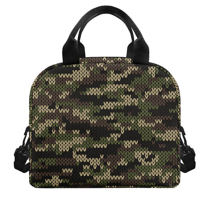 Army Camouflage Knitted Pattern Print Insulated Lunch Bag