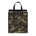 Army Camouflage Knitted Pattern Print Insulated Lunch Tote