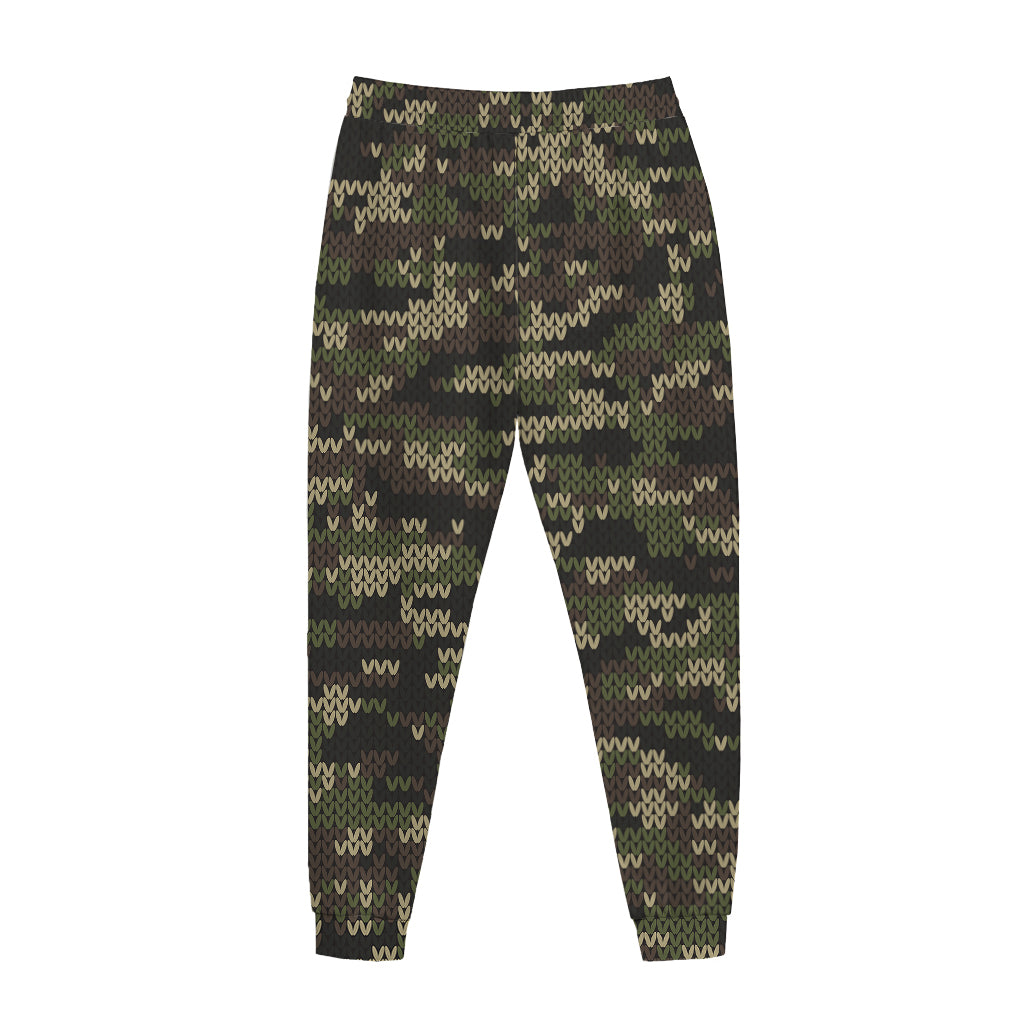 Army Camouflage Knitted Pattern Print Jogger Pants