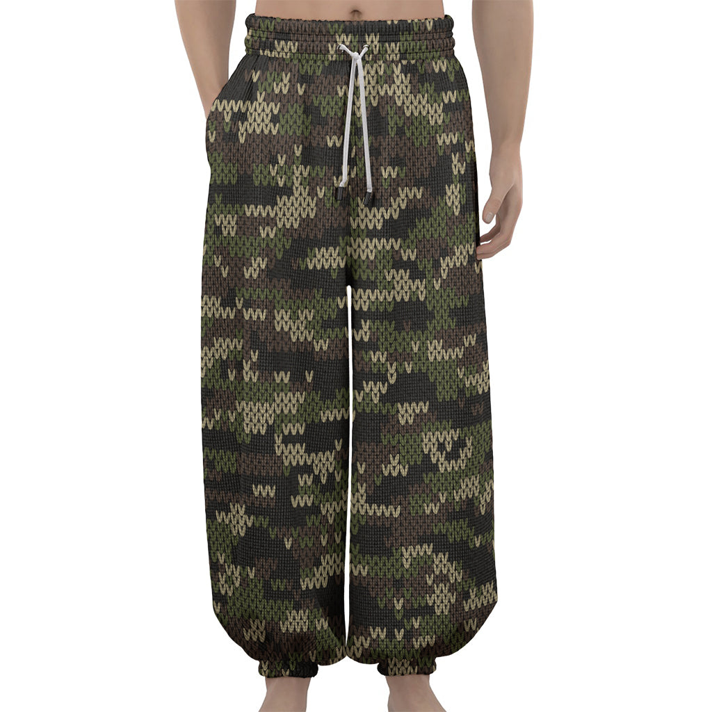 Army Camouflage Knitted Pattern Print Lantern Pants