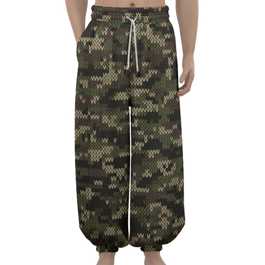 Army Camouflage Knitted Pattern Print Lantern Pants