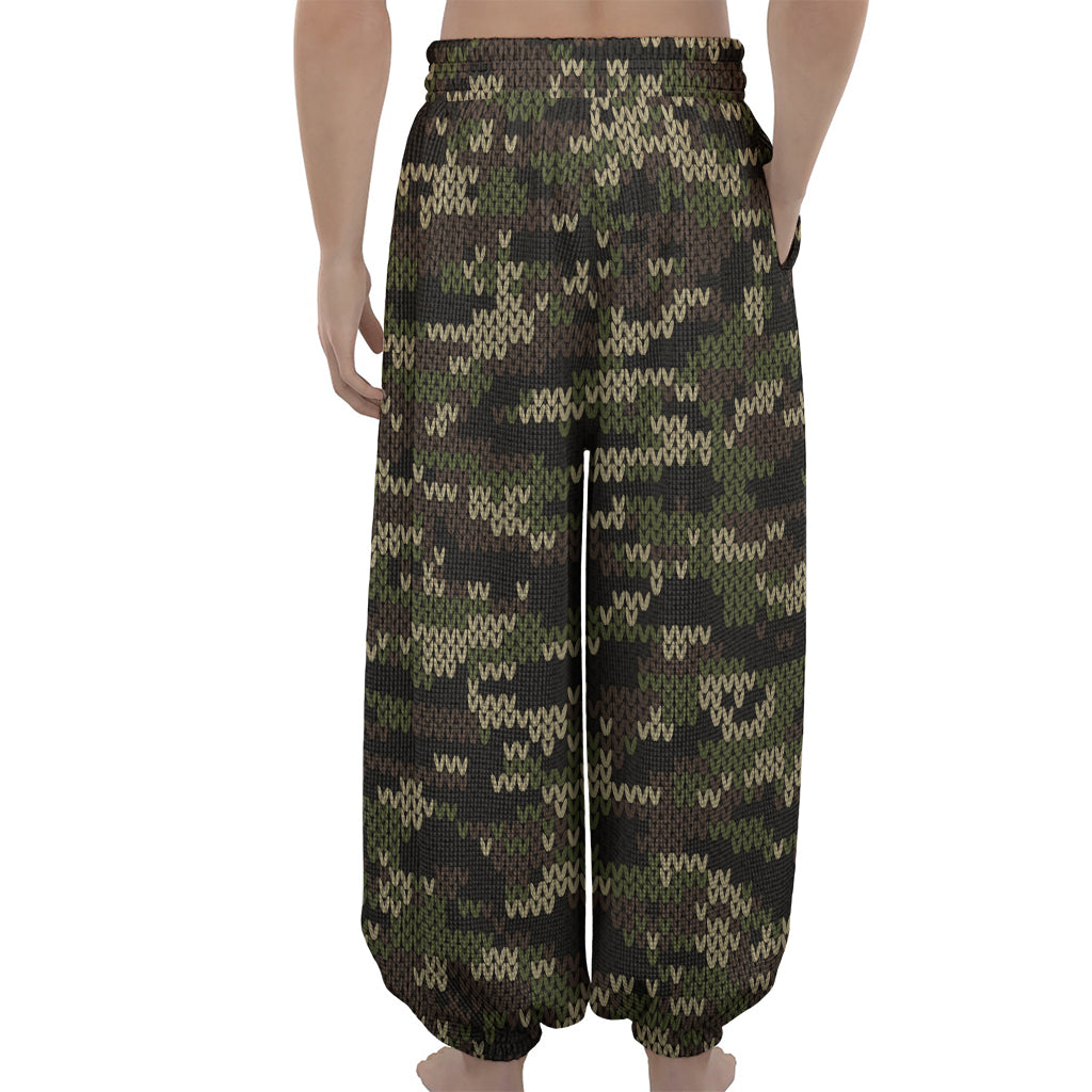 Army Camouflage Knitted Pattern Print Lantern Pants