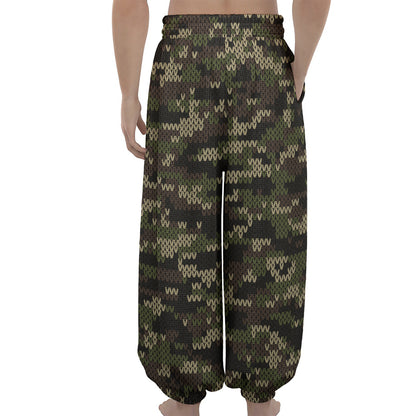 Army Camouflage Knitted Pattern Print Lantern Pants