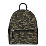 Army Camouflage Knitted Pattern Print Leather Backpack