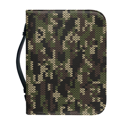 Army Camouflage Knitted Pattern Print Leather Bible Cover