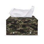 Army Camouflage Knitted Pattern Print Leather Tissue Box Cover