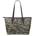 Army Camouflage Knitted Pattern Print Leather Tote Bag With Zipper