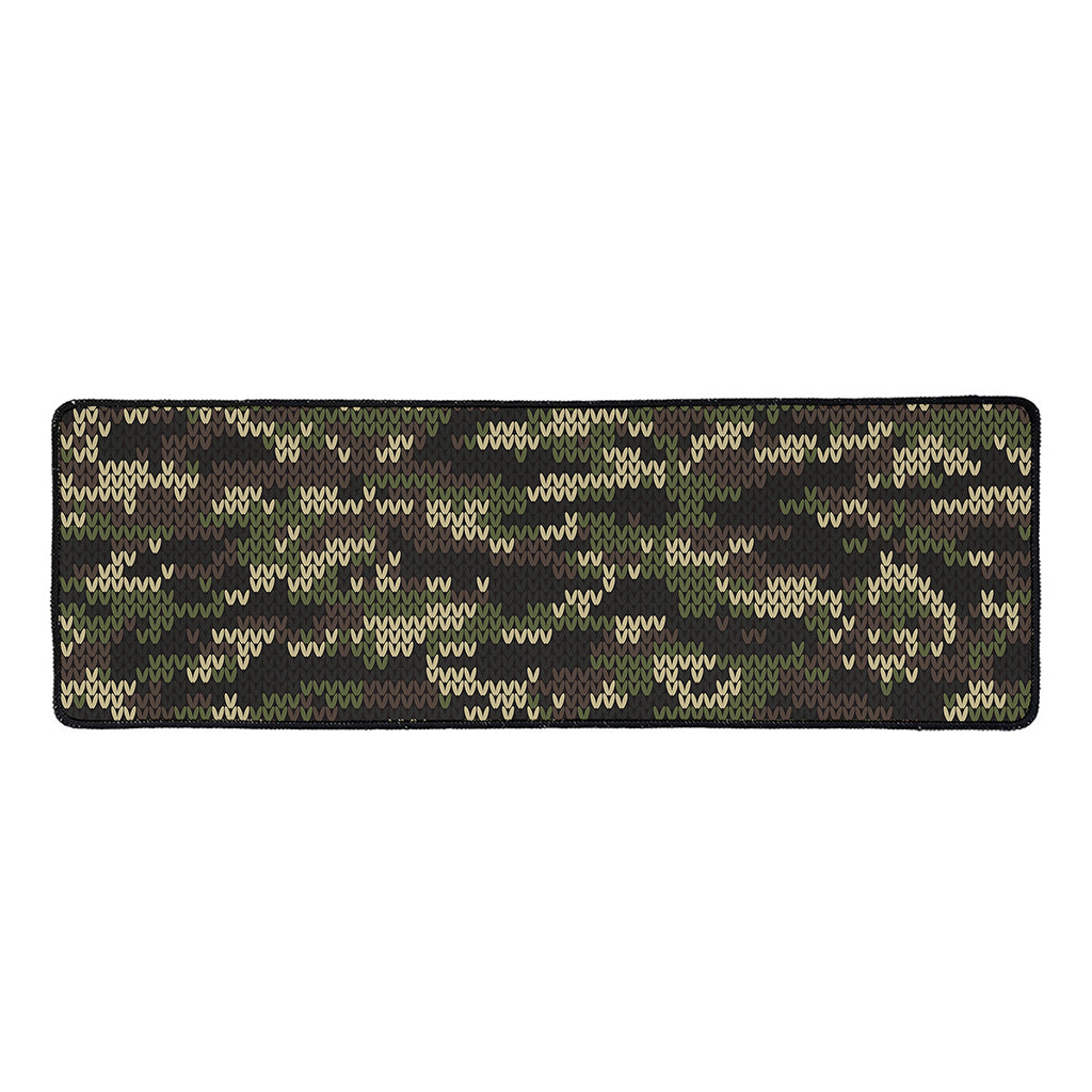 Army Camouflage Knitted Pattern Print Long Kitchen Mat
