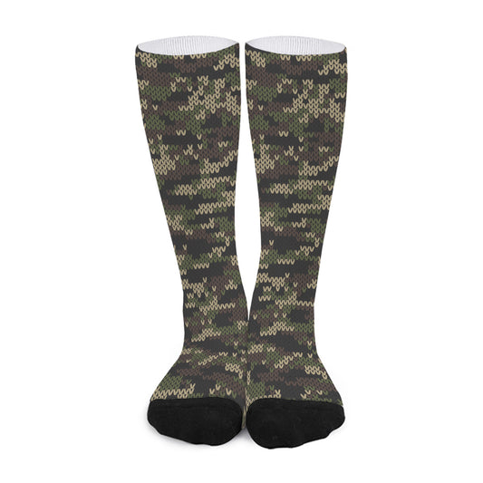 Army Camouflage Knitted Pattern Print Long Socks