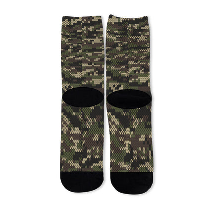 Army Camouflage Knitted Pattern Print Long Socks